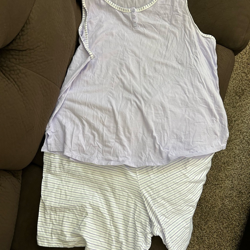 Carole Hochman Lavender Striped Tank & Shirts PJ’s